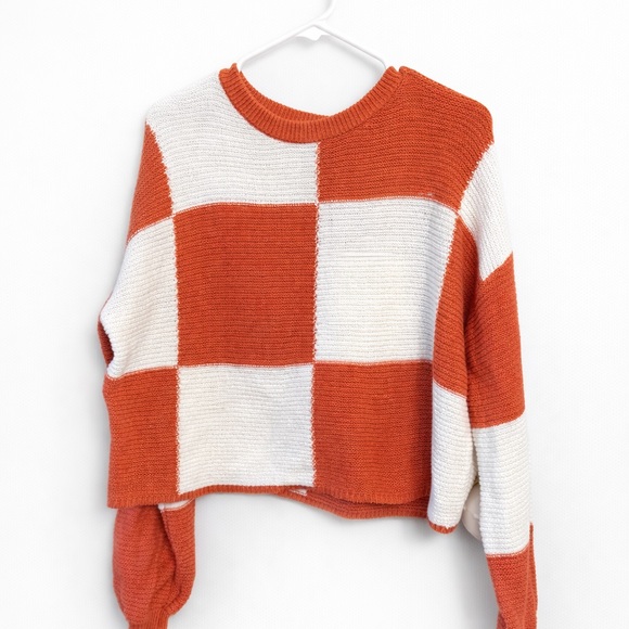 moon & madison Sweaters - Moon & Madison Colorblock Checker Knit Sweater Crop Boxy Cozy L